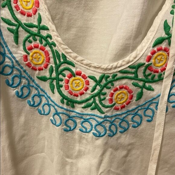 Embroidered Cream Swim  Cover up - Picture 3 of 6